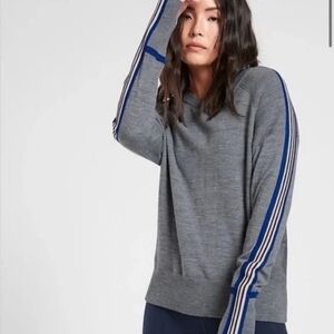 Athleta Canyon Colorblock Sweater Thermolite Merino Grey NEW $128 Extra Small